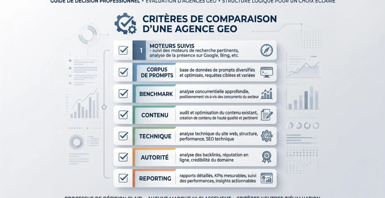 Critères pour comparer des agences spécialisées en visibilité sur les moteurs d'IA