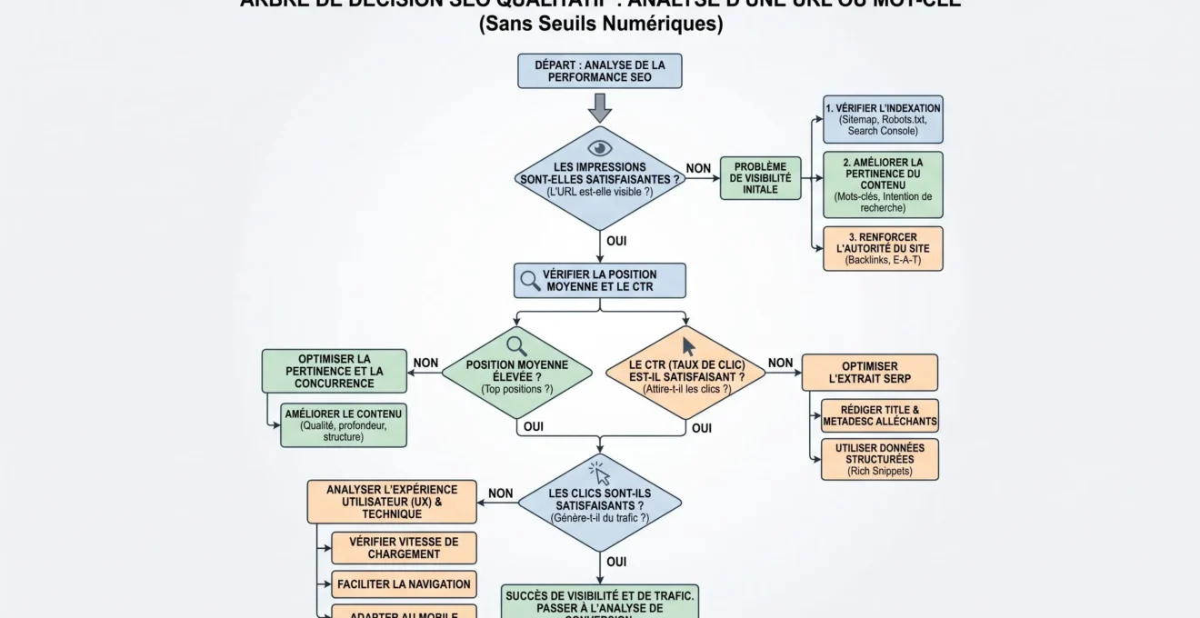 Arbre de diagnostic d’une stagnation de trafic SEO